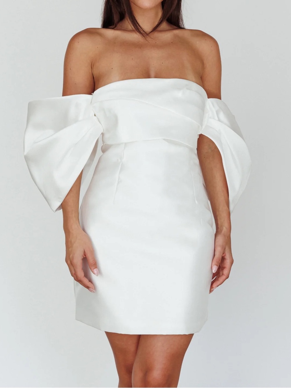 Selfie Leslie Magnolia Off-Shoulder Mini Dress White Small Bridal